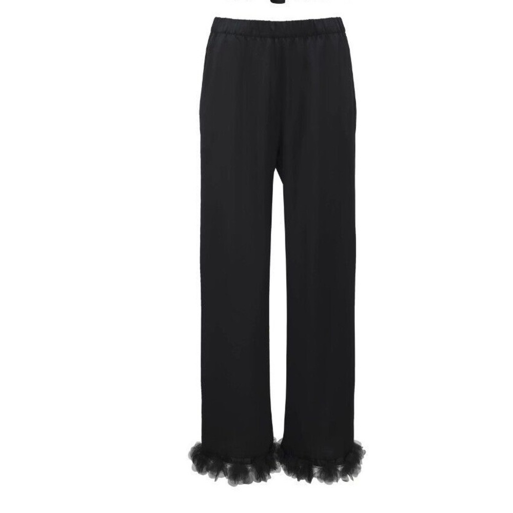 New! For Love and Lemons 3D Floral Trim pajama Bottoms black 31594